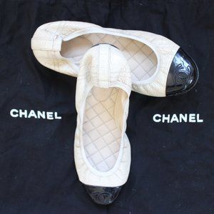 Chanel Two Tone Leather Ballerina